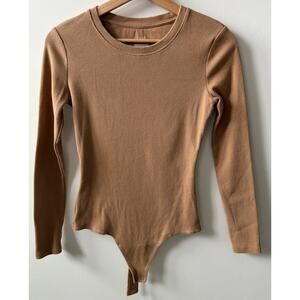 Nuuds tan ribbed bodysuit women's size small